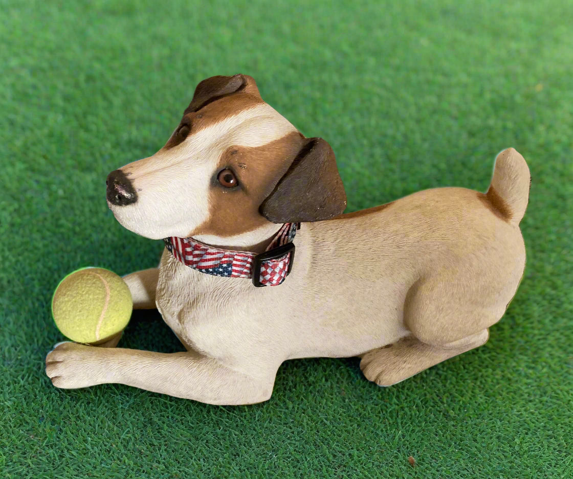 Maxx2 Magnetic Dog Collar on a dog figurine showing the Flag-themed collar to help improve wellness and overall health.